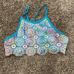 girls multicolor lace bathing suit top